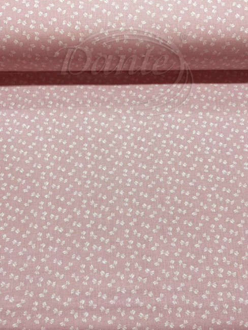 Bavlněná látka bílé mašličky na růžové - ART19082