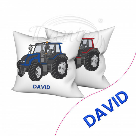 Povlak Traktor modročervený - výšivka Váš text - ART23585