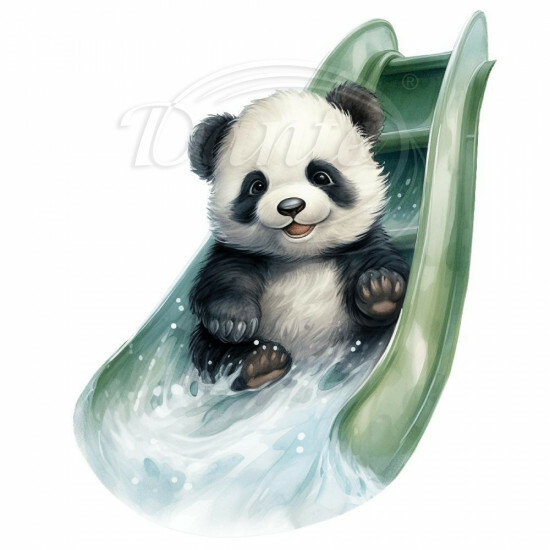 Nažehlovačka Panda mládě na tobogánu - NAŽ367/hl