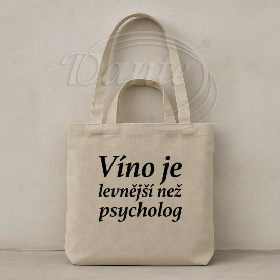Taška Víno je levnější než psycholog béžová - TAS2532/hl