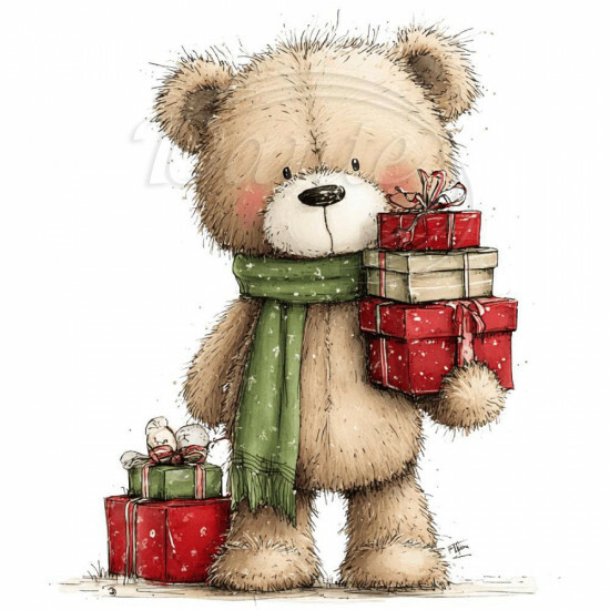 Nažehlovačka Vánoční medvídek a dárečky - NAŽ652/hl