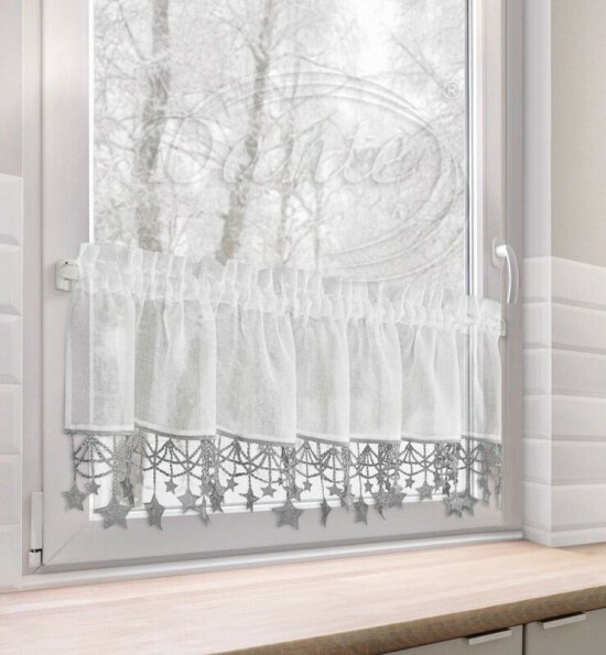 Záclona HVĚZDIČKY stříbrné - Z473431/hl