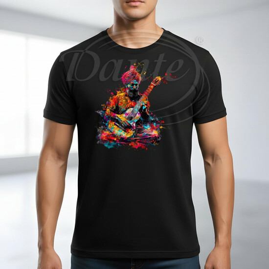 Tričko černé Jogín s kytarou color - TRČ/040/če/hl