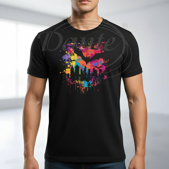 Tričko černé NETOPÝŘÍ městečko color - TRČ/079/če/hl