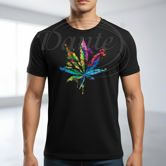 Tričko černé LIST konopí color - TRČ/066/če/hl