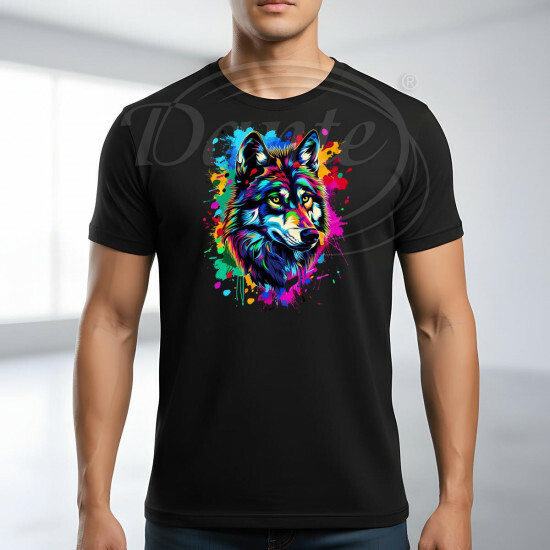 Tričko černé VLK hlava color - TRČ/128/če/hl