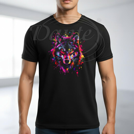 Tričko černé VLČÍ HLAVA color - TRČ/127/če/hl