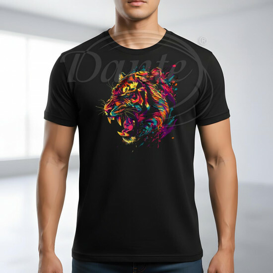 Tričko černé TYGR hlava z boku color - TRČ/123/če/hl