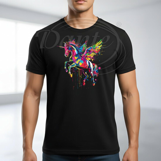 Tričko černé Jednorožec s křídly color I. - TRČ/037/če/hl