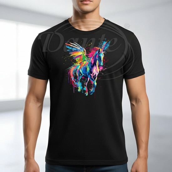 Tričko černé Jednorožec s křídly color II. - TRČ/038/če/hl