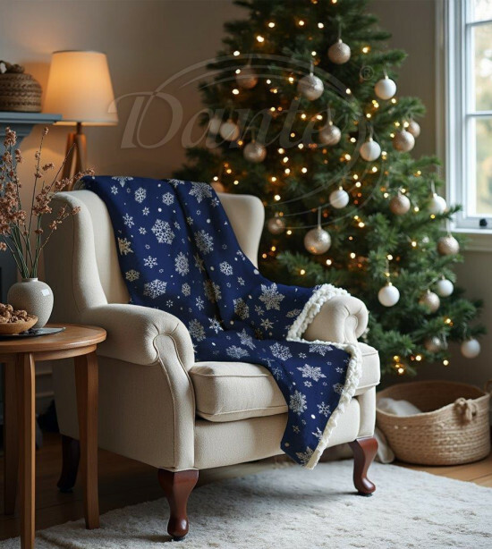 Vánoční deka s beránkem modrá - D21495/hl