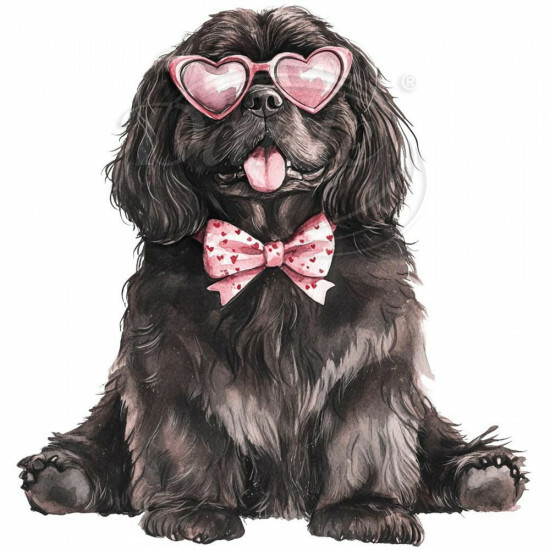 Nažehlovačka Novofundlandský pes brýle srdce - NAŽ776/hl