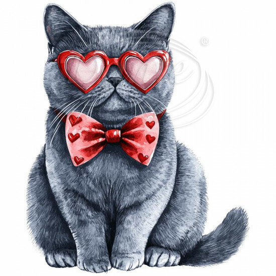 Nažehlovačka Britská kočka a brýle se srdíčky - NAŽ695/hl