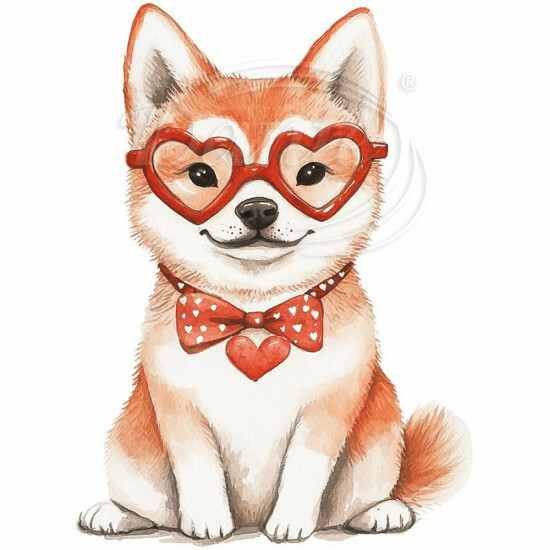 Nažehlovačka Akita inu brýle srdce - NAŽ683/hl