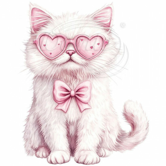 Nažehlovačka Bílá zamilovaná kočka - NAŽ693/hl