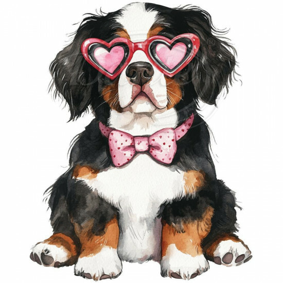 Nažehlovačka Bernský salašnický pes brýle srdce - NAŽ690/hl