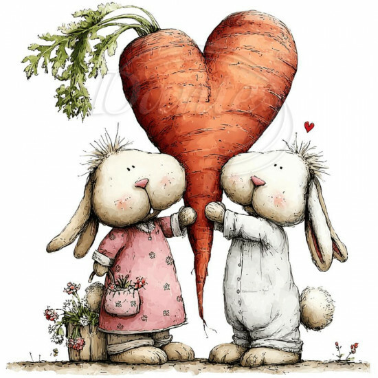 Nažehlovačka Ušáčci a srdce z mrkve - NAŽ815/hl