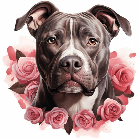 Nažehlovačka PitBull v růžích - NAŽ783/hl