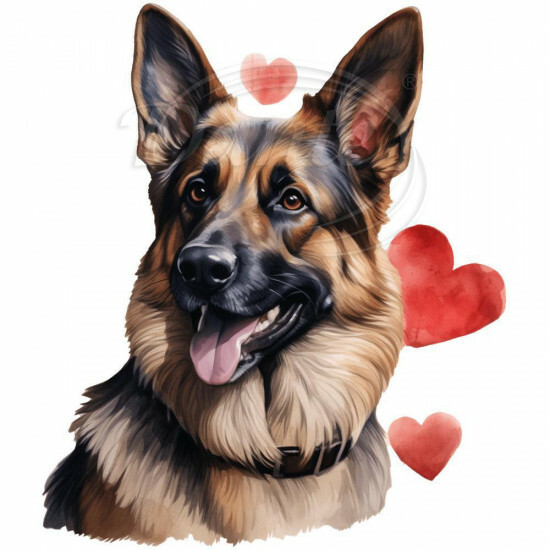 Nažehlovačka Německý ovčák se srdíčky - NAŽ773/hl