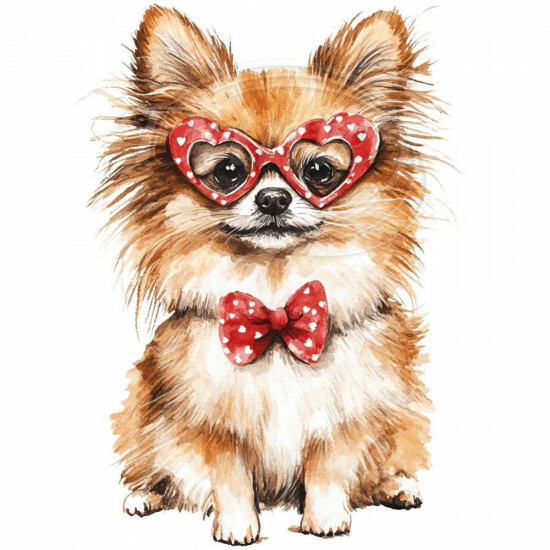 Nažehlovačka Pomeranian a brýle se srdíčky - NAŽ784/hl