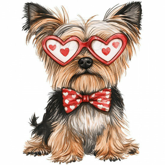 Nažehlovačka Jorkšír brýle srdce - NAŽ729/hl