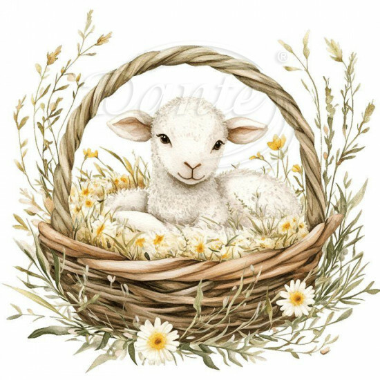 Nažehlovačka Velikonoční beránek v košíku - NAŽ948/hl