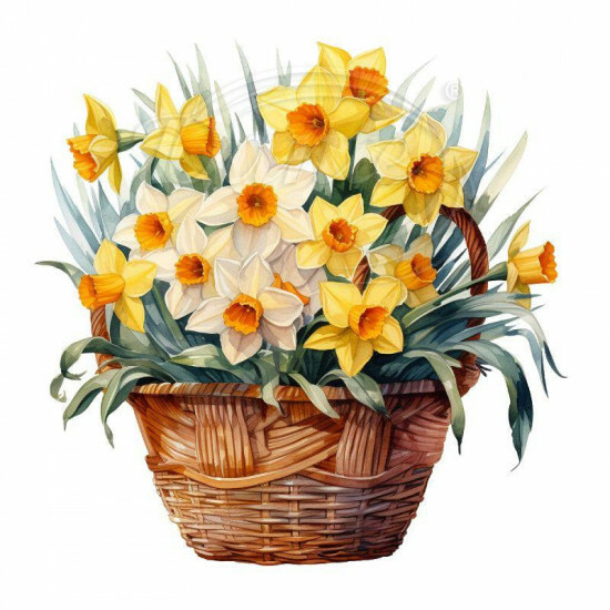 Nažehlovačka Košík s narcisy - NAŽ906/hl