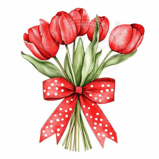 Nažehlovačka Červené tulipány s mašlí - NAŽ875/hl