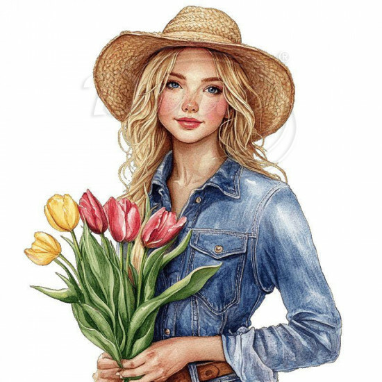 Nažehlovačka Dívka s tulipány - NAŽ879/hl