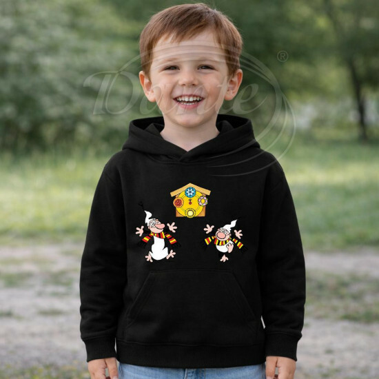 Dětská černá mikina Křemílek a Vochomůrka radost u hodin - DTLi168/hl