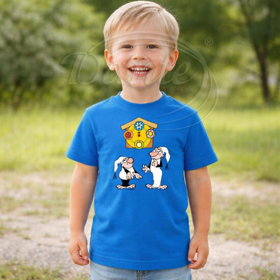 Dětské tričko modré Křemílek a Vochomůrka hodiny - DTLi083/hl