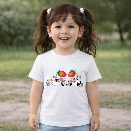 Dětské tričko bílé Křemílek a Vochomůrka jahody - DTLi111/hl