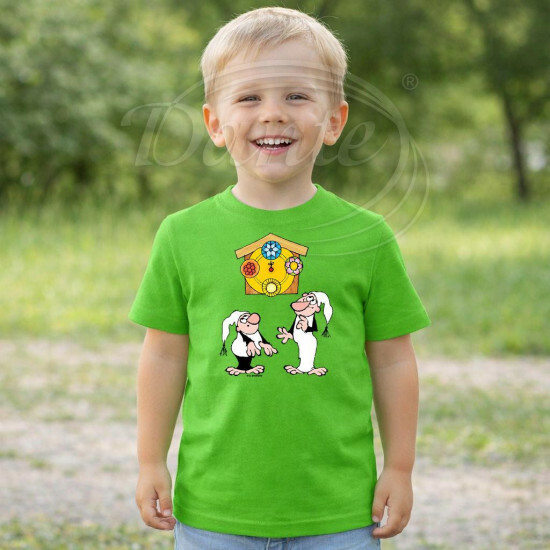 Dětské tričko zelené Křemílek a Vochomůrka hodiny - DTLi085/hl