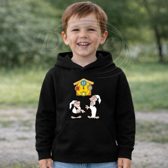 Dětská černá mikina Křemílek a Vochomůrka hodiny - DTLi088/hl