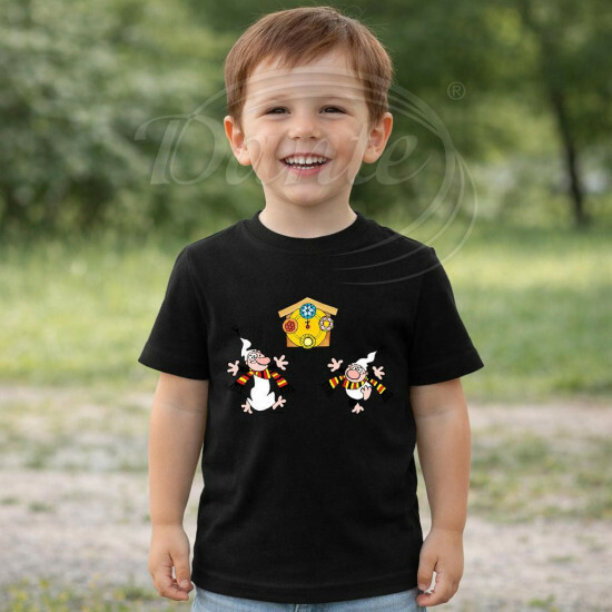 Dětské tričko černé Křemílek a Vochomůrka radost u hodin - DTLi162/hl