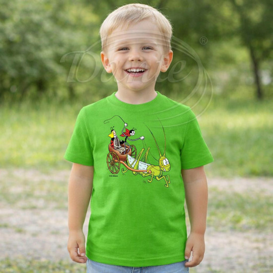 Dětské tričko zelené Ferda Mravenec s Beruškou v kočáře - DTLi055/hl