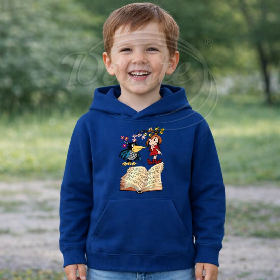 Dětská modrá mikina Malá čarodějnice a kniha - DTLi219/hl