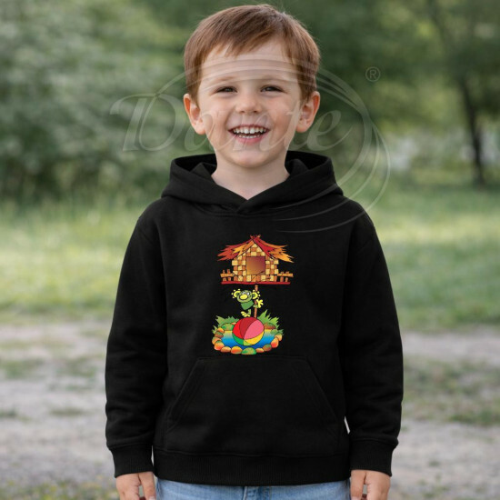 Dětská černá mikina Rákosníček chaloupka rybník Brčálník - DTLi258/hl