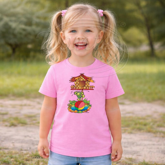 Dětské tričko růžové Rákosníček chaloupka rybník Brčálník - DTLi254/hl