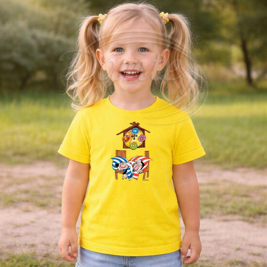 Dětské tričko žluté Křemílek a Vochomůrka spí - DTLi196/hl