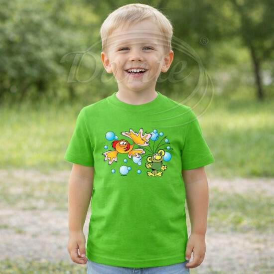 Dětské tričko zelené Rákosníček a ryba - DTLi235/hl