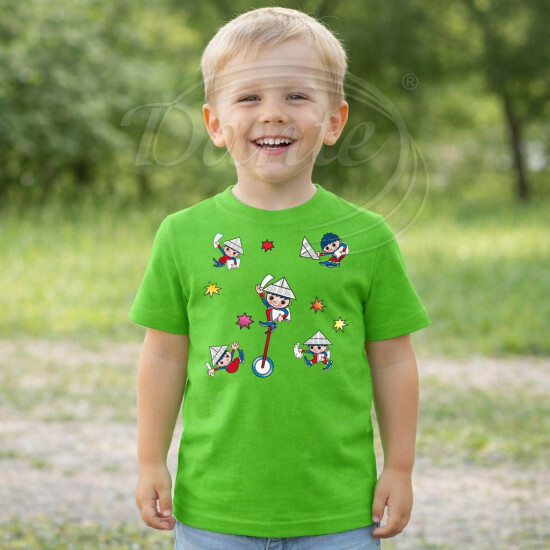 Dětské tričko zelené Večerníček koláž - DTLi345/hl