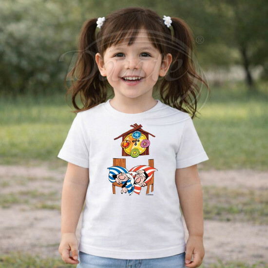 Dětské tričko bílé Křemílek a Vochomůrka spí - DTLi191/hl