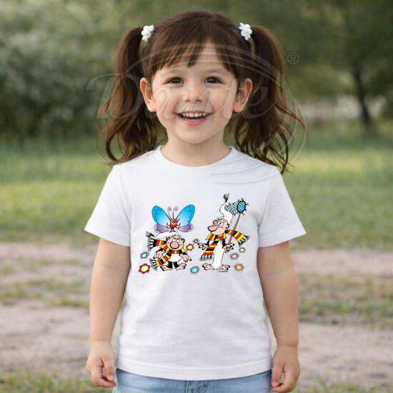 Dětské tričko bílé Křemílek a Vochomůrka motýl - DTLi151/hl
