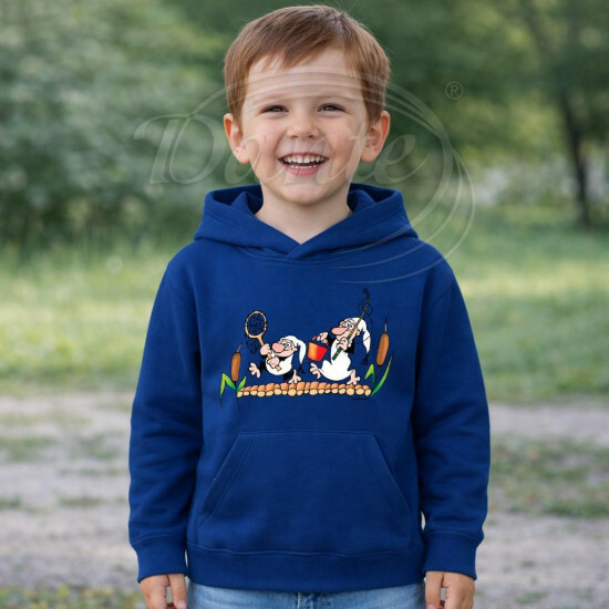 Dětská modrá mikina Křemílek a Vochomůrka rybáři - DTLi179/hl