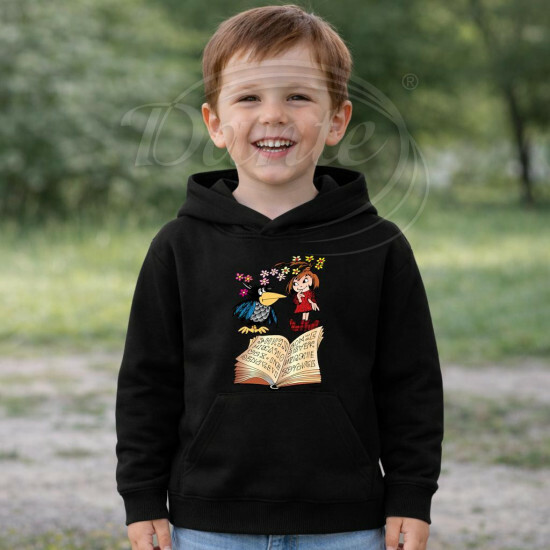 Dětská černá mikina Malá čarodějnice a kniha - DTLi218/hl