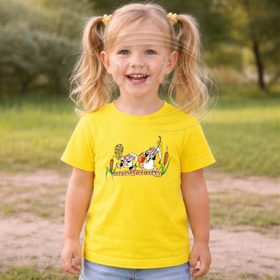 Dětské tričko žluté Křemílek a Vochomůrka rybáři - DTLi176/hl