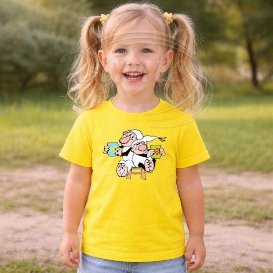 Dětské tričko žluté Křemílek a Vochomůrka hrníčky - DTLi096/hl