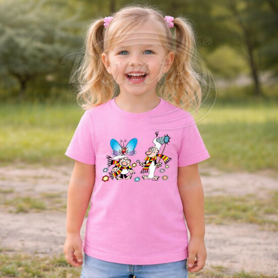 Dětské tričko růžové Křemílek a Vochomůrka motýl - DTLi154/hl