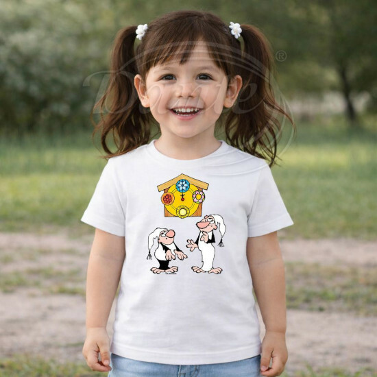 Dětské tričko bílé Křemílek a Vochomůrka hodiny - DTLi081/hl